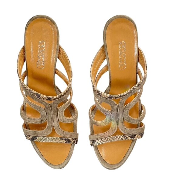 SALAMBO Shoes Mules Heel Sandals Suede w/ Snake Women's Size Eu 39 US 8.5 - Picture 10 of 10
